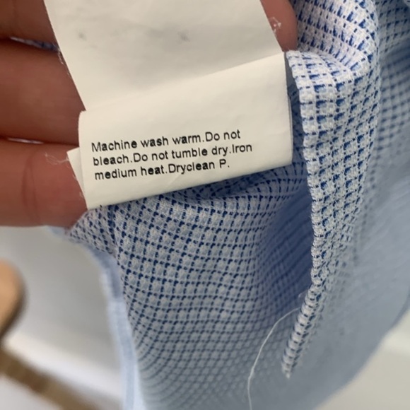 Hugo boss blue white printed button down shirt classic size 16.5 slim fit - Picture 6 of 9